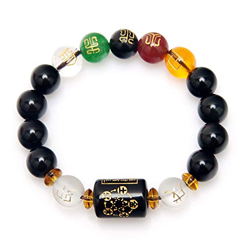 SMART DK Feng Shui Obsidian Five-element Wealth Porsperity Bracelet, Attract Wealth and Good Luck, Deluxe Gift Box Included (10mm black) SMART DK Feng Shui Obsidian Five-element Wealth Porsperity Bracelet, Attract Wealth and Good Luck, Deluxe Gift Box Included (10mm black)