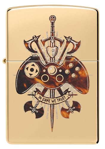 Image of Zippo Gamer Creed Design High Polish Brass Pocket Lighter
