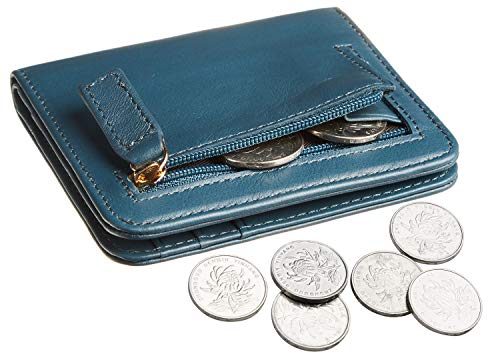 Image of Gostwo Small Wallet for Women, Slim Bifold Credit Card Holder, Compact RFID Blocking Cash Wallet, Billfolds Thin Leather Zipper Pocket, Mini Wallet Gift for Ladies Teen Girls Travel with ID Window