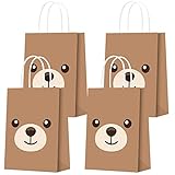 KERINGO 16 PCS Party Bags for Bear Party Favors Bags for Bear Baby Shower Party Bags Gift Treat Bags Paper Goody Candy Bags for Kids Boy Girl Birthday Party Supplies and Decor