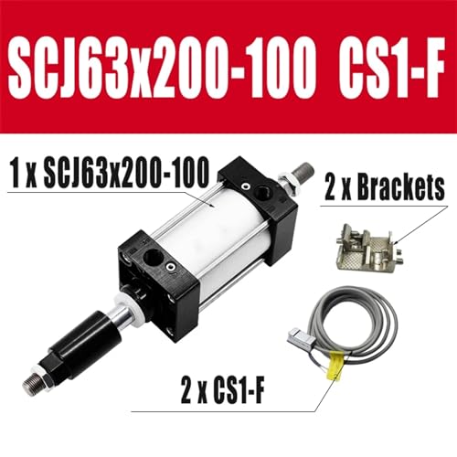 Vérin pneumatique double effet SCJ63x200-100 course réglable avec aimant - 3