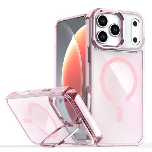 Coque silicone iPhone 14 rose rigide béquille de protection magnétique
