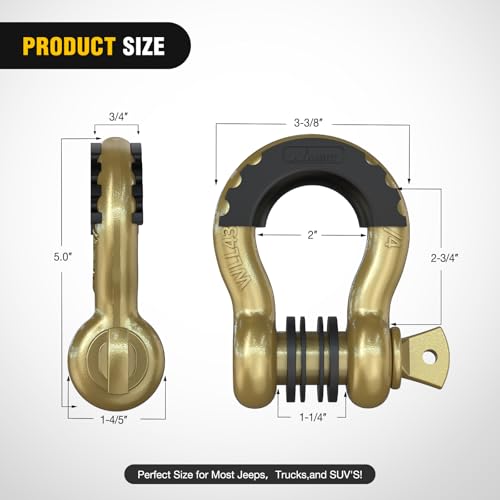 Image of Nilight 2 Pack 3 /4 inch D-Ring Shackle with 7 /8 inch Screw Pin 41,887lbs Break Strength, Heavy Duty Off Road Recovery Shackle with Isolators Washers for Use with Tow Strap, Winch, Off-Road Truck Vehicle