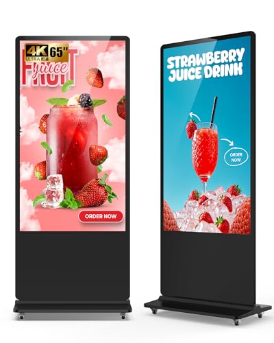 Image of 65 inch Digital Signage Display, 4K 2160P LCD Screen Indoor Floor Standing Digital Kiosk, Auto Media Player Advertising Display Poster with Android OS Remote Control, HDMI /WiFi /USB