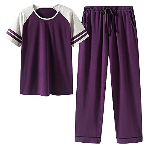 Sleeve Shorts Set Animals Home Fashion Short Summer Sports Pocket Print Women's Women Suits & Woman Suit Set Purple #TOP5