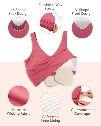PURE CHAMP 2pk Sports Bras for Women Medium Support Crop Tops Tank Top for Women Camisole Cami Workout Tops Removable Padding4