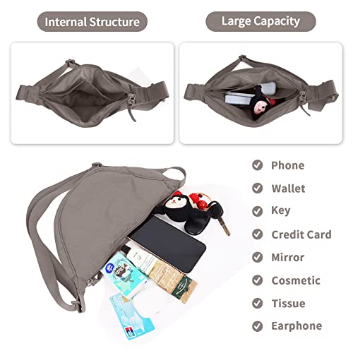 Image of Nylon Crescent Crossbody Bag for Women Men, Small Travel Sling Bag