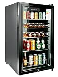 E-Yards Freistehender & Unterbau Getränkekühlschrank, Dreifach verglaste Glastür, LED-Display & Innenbeleuchtung, Leiser Weinkühler & Bierkühler mit verstellbaren Ablagen und Temperaturregelung