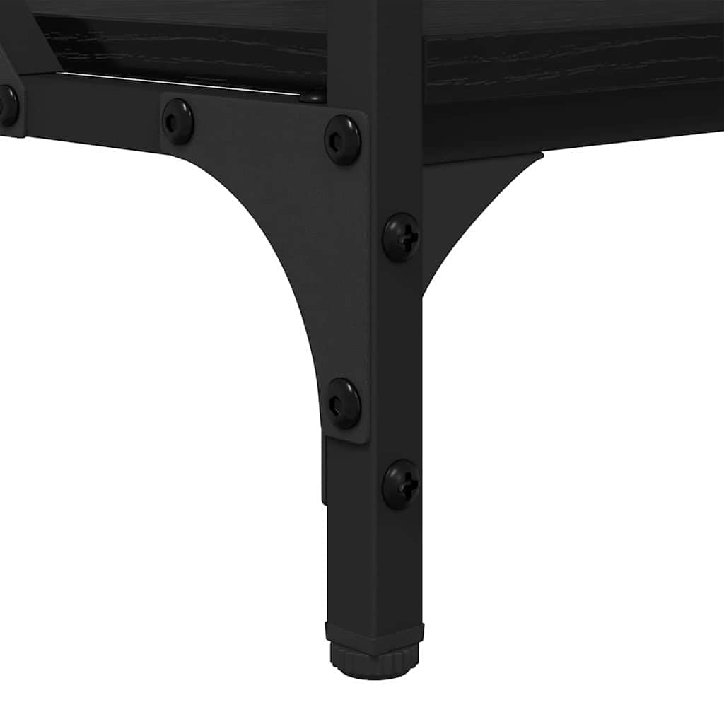 Mesa de centro negra de 100 x 50 x 50 cm, aspecto de roble, plegable, con estante, soporta 60 kg, diseño moderno para salón, oficina, balcón y habitación de invitados