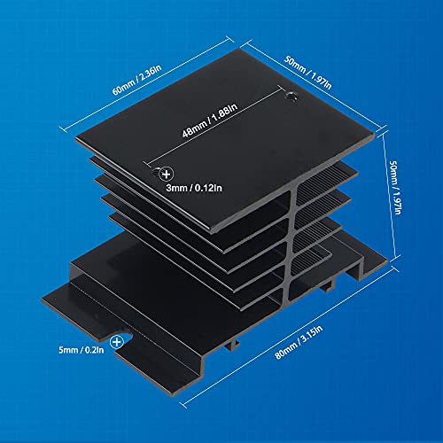 Cgele 3Pcs Aluminum Heat Sink Ssr Dissipation For Single Phase Solid State Relay 10A,25A,40A Black Radiator… thumb #1