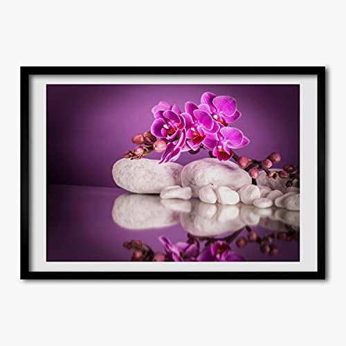 Affiche peinture Orchidée Rose avec cadre MDF 70x50 cm Tulup déco murale moderne