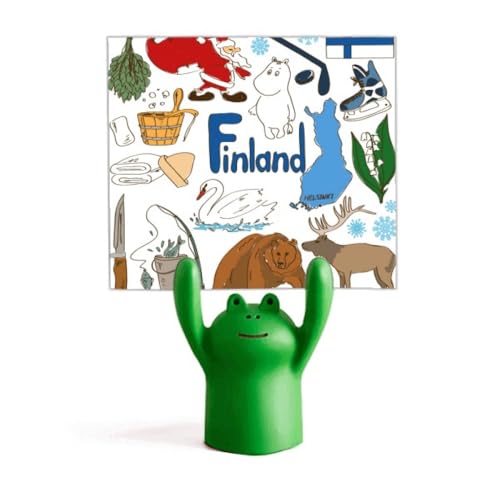 Support de drapeau national de la Finlande anti-vent avec grenouille rigolote