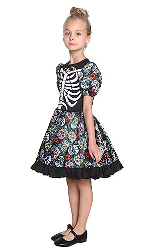 Gemive Abito teschio per ragazze Halloween e