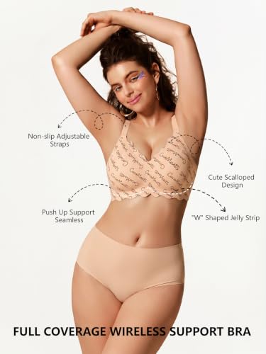 Image of COCOMARTS Jelly Bras for Women No Underwire Scalloped Wireless Push Up Bra | Seamless Full Coverage Supportive Everyday Essentials Tshirt Bras, Soft Breathable Comfortable Bralettes
