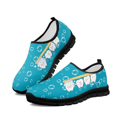 Zapatillas de caminar para mujer, zapatos de trabajo cómodos, suela negra, Limpieza de dientes, 43 EU