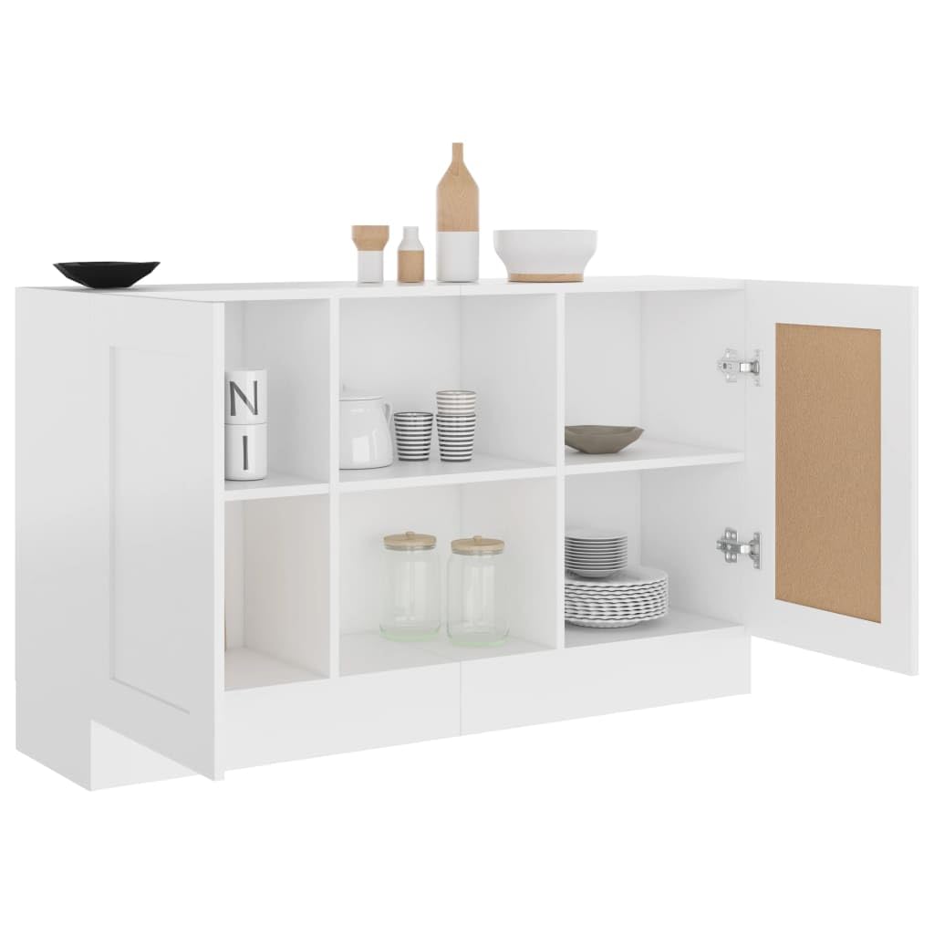 Aparador blanco, 120 x 30,5 x 70 cm, material a base de madera, con 2 estantes y 2 puertas, muebles duraderos para guardar dispositivos multimedia y decoración, armario robusto para pasillo