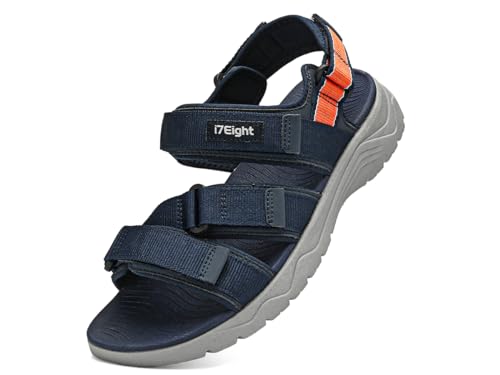 i78 Mens Athletic Walking Sandals with Adjustable Hook and Loop Strap Soft Cushioning Lightweight Comfort Casual for Outdoor Hiking Travel