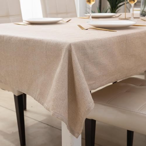 Image of HOKIPO Poly Jute Center Table Cover for Living Room, 40x40 Inches, Beige (NEW-IN360-BGE)
