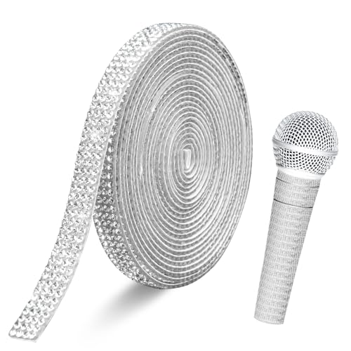 Rhinestone Ribbon Silver Rhinestones Self Adhesive Rhinestone Strips 3 Yards Glitter Rhinestones Tapes Decorative Crystal Roll Bling Diamond Ribbon Sticker Trim for DIY Graduation Cap Decorations