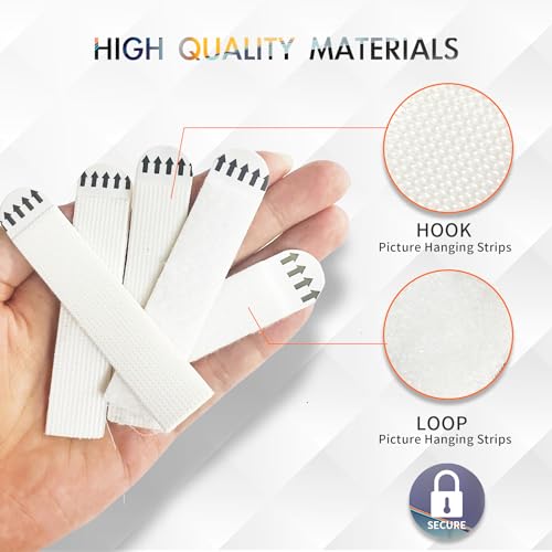 SHFYFHS 24 Paar(48 Streifen) Bilder Montage Strips, Selbstklebend Poster Strips, Powerstrips, Bilder Montagestreifen Klebeband, Montage-Streifen, Für Poster, Rahmen, Spiegel, 93x19mm (Weiß).