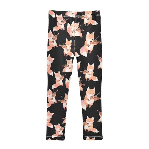 Cute Fox Violin Girls Leggings Soft Stretch Workout Yoga Dance Pants for Kids Casual Tights2