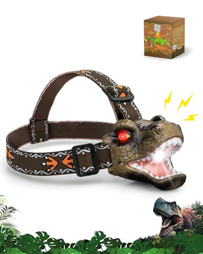 Lampe frontale dinosaure marron pour rassurer enfant dans le noir