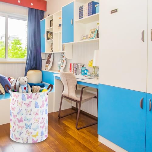 Image of Butterfly Laundry Basket Girls Hamper,Baby Nursery Clothes Hamper,Foldable Waterproof Large Storage Baskets for Girls Bedroom,Butterfly Room Decor,Gift Baskets(Colorful butterfly)