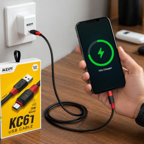 Image of USB to Micro USB Charging Cable | 20W Charging Support | 1 Meter Data & Charging Cable | Black