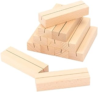 12Pack Wood Place Card Holders Wood Table Number Stands Picture Holder Acrylic Sign Holders for Wedding Dinner Home Party Events Decoration