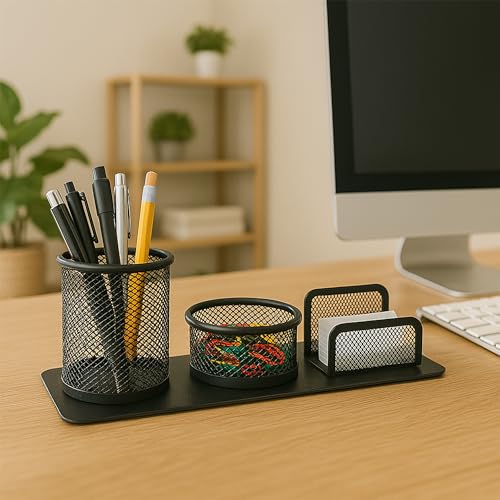 Image of The Better Home Iron Mesh Desk Organizer | Multi-Purpose Rust-Free | Home & Office | Includes Pen /Pencil Holder | Metal Mesh Design | 1 Pack