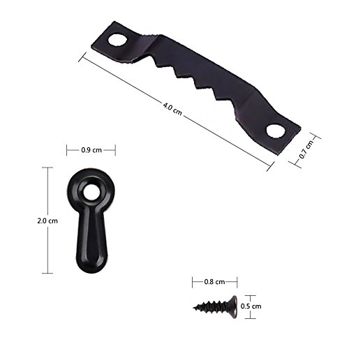 Topoox 25 Pieces Sawtooth Picture Frame Hanging 1.5” Hangers Double Hole With 100 Pieces 0.8” Photo Frame Turn Button With Screws, Black #TOP2