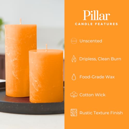 Simply Soson 3X6 Inch Orange Candles Pillar thumb #2