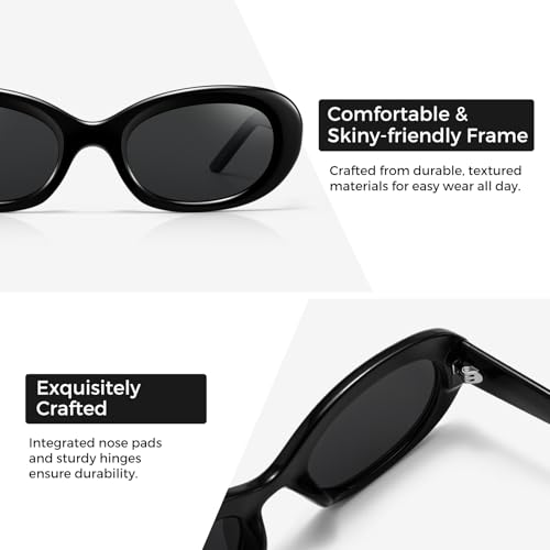 SUNGAIT Retro Oval Polarized Sunglasses for Women Narrow Trendy UV400 Protection SGT4036HH3