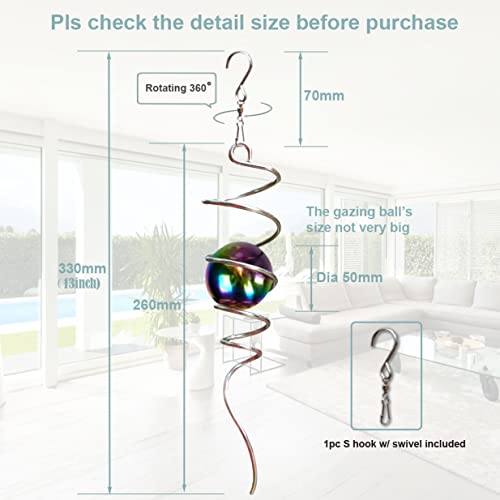 Ljlifart Gazing Ball Spiral Decorative Wind Spinner With Multi Color Steel Ball Unique Gift And Hanging Decor For Indoor Outdoor Garden Decoration 13 Inch Height #TOP3