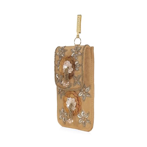 Image of J I ACCESSORIES Velvet Saree Clutch Mobile Pouch Waist Clip Ladies Purse Gift For Women