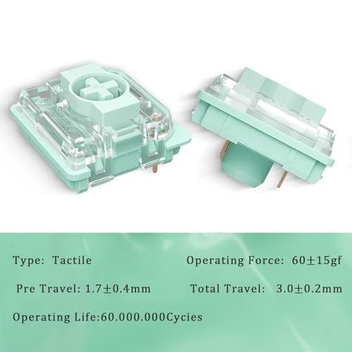 Gateron KS-33 Interruptor de teclado de baixo perfil 2.0 Jade, tátil 65gf 3 pinos RGB LED pré-lubrif
