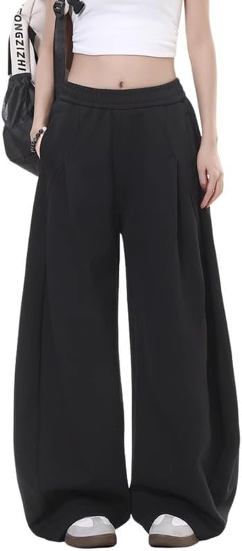 Baggy Sweatpants for Women Girls Barrel Casual Joggers Wide Leg Sweat Pants Elastic Waist Drawstring Pants