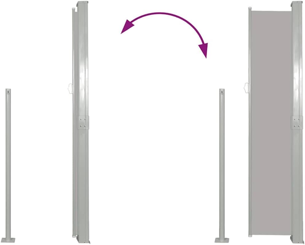 vidaXL Retractable Side Awning UV-Proof Tear-Proof Outdoor Garden Balcony Privacy Terrace Screen Sunshade Blind Divider 63"x196.9" Gray