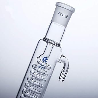 Borosilicate Glass Graham Condenser with 24/29 Joint, Coiled Inner Tube, Length 200mm, Lab Glass Capacitor 200mm