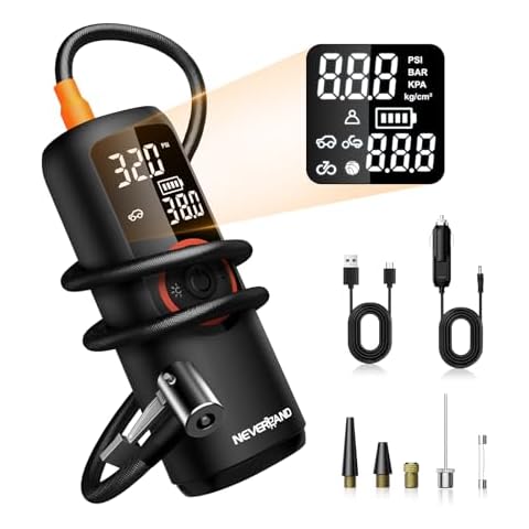 NEVERLAND Tire Inflator Portable Air Compressor - 20000mAh Tire Inflator with Digital Gauge Dual Lighting, Portable Tire Inflator for Car Ball Motorcycle Bike and Charging 150PSI DC 12V Cover