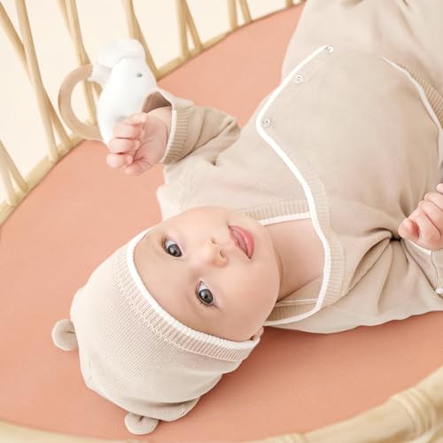 Image of GRSSDER 2-Pack Stretchy Jersey Knit Fitted Bassinet Sheets - Universal Snug Fit for Oval, Rectangle, Round & Hourglass Bassinet Mattresses, Soft Breathable Cradle Sheets for Girls
