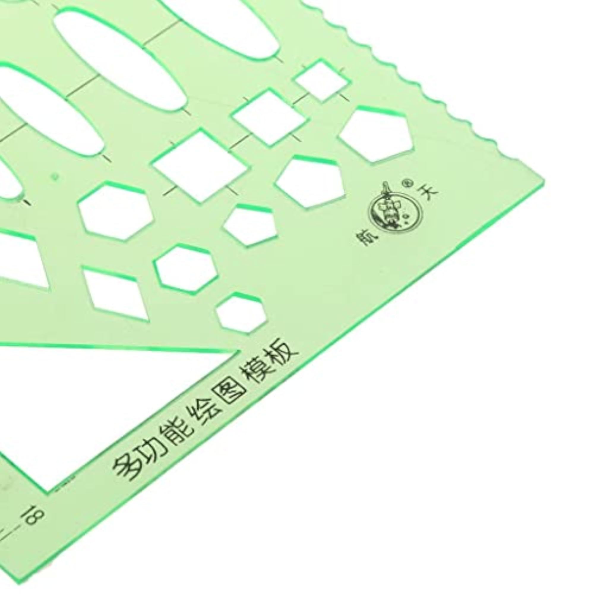 Green Drafting Tool Ruler Geometric Oval Template for Students