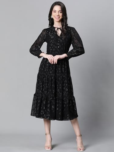 Image of oxolloxo Women's Polyester Empire Waist Knee-Length Dress