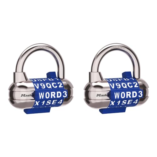 Image of Master Lock Locker Lock, Set Your Own Word Combination Padlock, Blue, 2 Pack, 1534BLUEC2