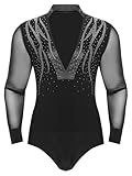YOOJIA Maillot De Gimnasia Rítmica para Hombre Body De Pantinaje Artístico Leotardo De Baile Moderno Maillot Danza Latina Rumba Negro L