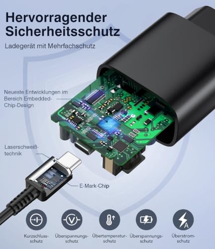 Anykon 2er-Pack 25W USB C Ladegerät 30% Schnellladegerät mit 1.8m Ladekabel – Ansicht 6