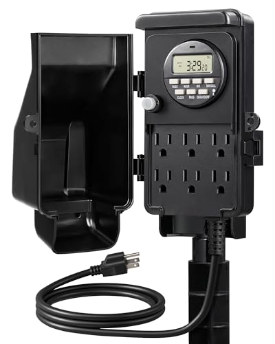 DEWENWILS Outdoor Digital Power Strip Timer, Multi Sockets, Waterproof 6 Outlets Garden Power Stake...