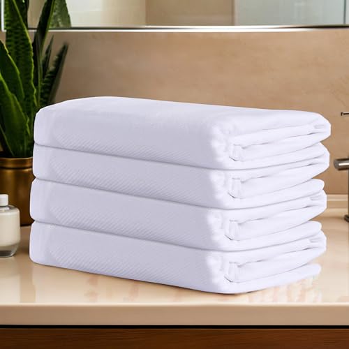 Image of Kuber Industries Pack of 4 Cotton Bath Towel for Women | Super Soft Swimming & Bathing Towel | 30x60 Inch | Travel Cotton Towel & Gamcha | White