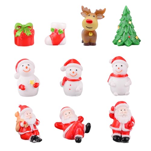 10 Stück Weihnachten Miniatur Ornamente Weihnachtsfiguren Mini...