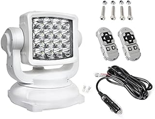 EXZEIT 80W Led Searchlight for Boat Marine, 8000Lumens Spotlight with Wireless Remote, Magnetic Base, Cigarette Lighter Cable, Great for Rescue Restoration Offroad Lighting